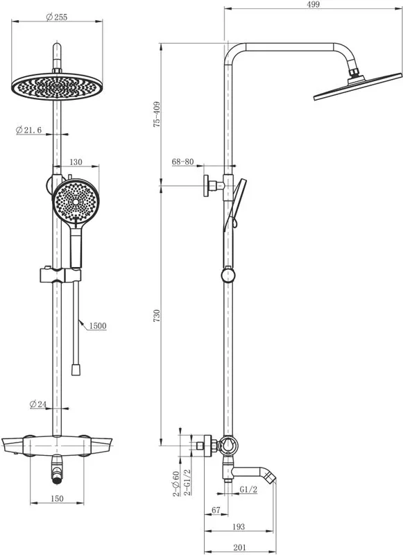 Душевая стойка Wonzon & Woghand CAPSULE WW-B3031-A2-CR, хром Sancos — официальный сайт