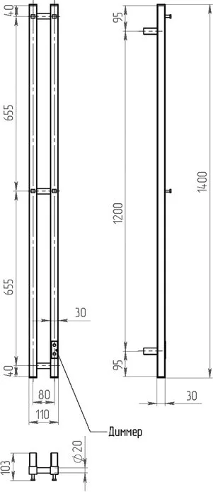Полотенцесушитель электрический Двин X-2 plaza neo 140х80, матовый черный Sancos — официальный сайт