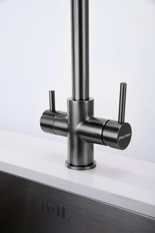 Смеситель для кухни Paulmark Lange 214212-GM, вороненая сталь Sancos — официальный сайт