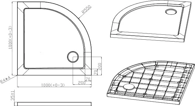 Поддон для душа Cezares Tray SMC TRAY-M-R-100-550-35-W R 100x100 Sancos — официальный сайт