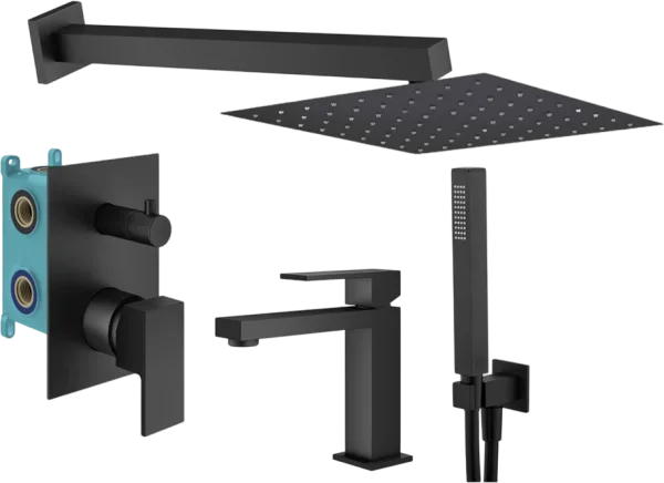 Комплект для ванной Plumberia Selection Tag KITTG18NO53 С ВНУТРЕННЕЙ ЧАСТЬЮ, черный матовый Sancos — Оригинал