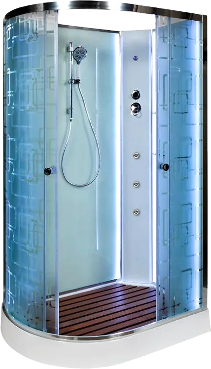 Душевая кабина DTO EM1512RN 120х80, LED с гидромассажем, профиль хром, стекло матовое с узором Sancos — официальный сайт