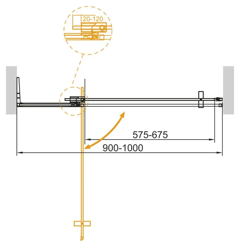 Душевая дверь в нишу Cezares Slider SLIDER-B-1-90/100-BR-BORO 100 см, профиль брашированное золото,  Sancos — официальный сайт