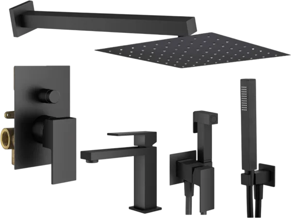 Комплект для ванной Plumberia Selection Tag KITZTG15NO53 С ВНУТРЕННЕЙ ЧАСТЬЮ, черный матовый Sancos — Оригинал