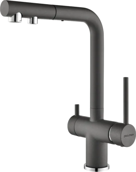 Смеситель для кухни Paulmark Serpentine Se213222-GRM серый металлик Sancos — Оригинал