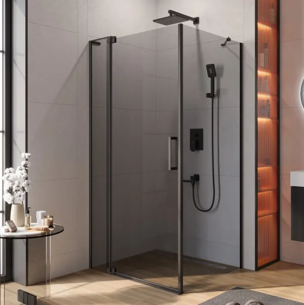 Душевой уголок Cezares Slider AH 1 100-100/110 Grigio Nero профиль черный, стекло серое Sancos — Оригинал