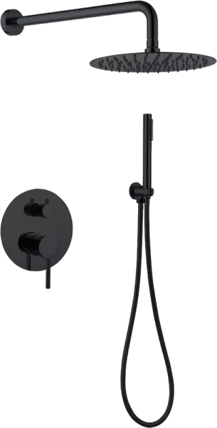 Душевой комплект Abber Emotion AF8818B, С ВНУТРЕННЕЙ ЧАСТЬЮ, черный матовый Sancos — Оригинал