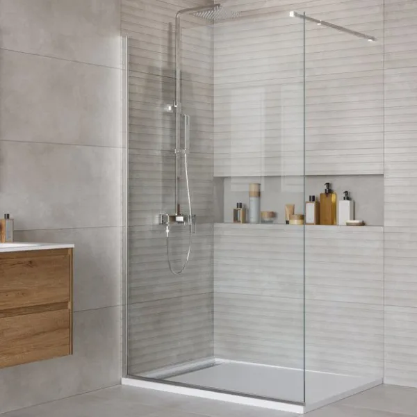 Душевая перегородка BelBagno Kraft 120 см, профиль хром, стекло прозрачное Sancos — Оригинал