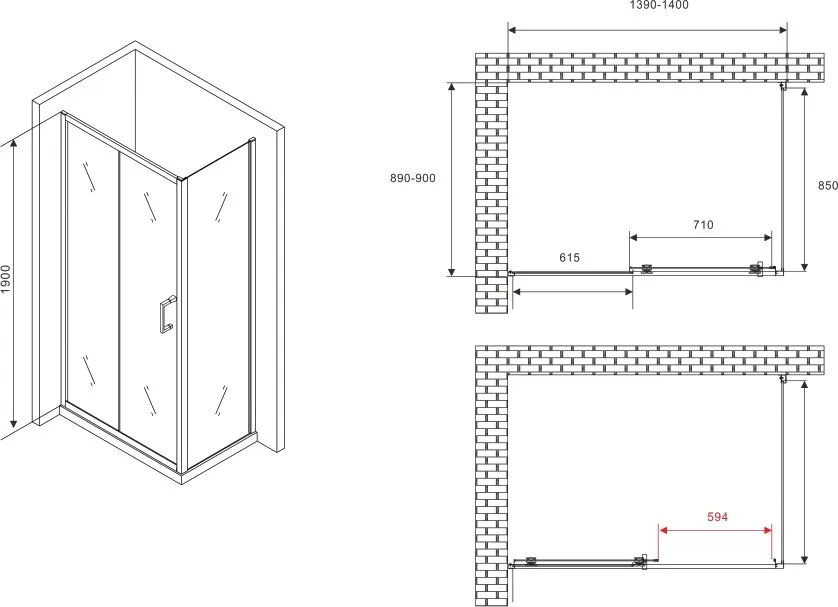 Душевой уголок Abber Schwarzer Diamant AG301405-S905 140х90, профиль хром, стекло прозрачное Sancos — официальный сайт