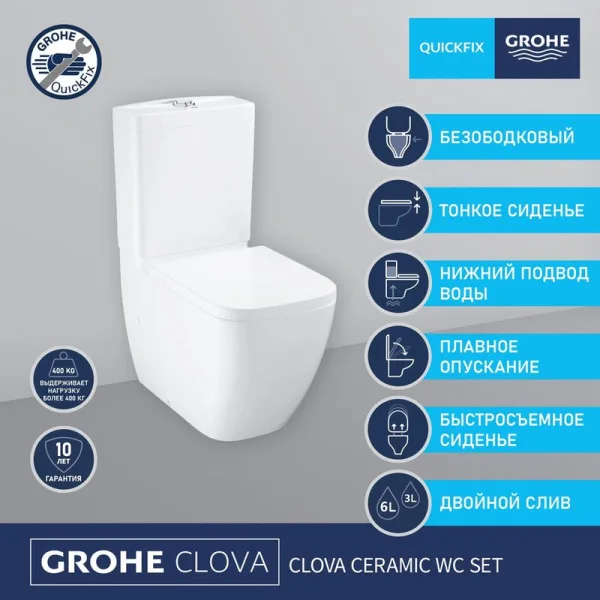 Унитаз-компакт напольный Grohe Clova 39909000 Sancos — Оригинал