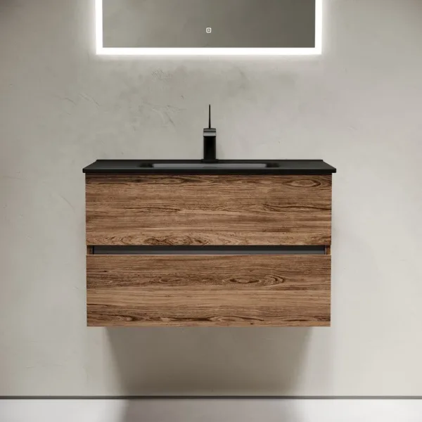 Тумба с раковиной Sancos Urban 80 дуб чарльстон, черная раковина CN7005MB Sancos — Оригинал