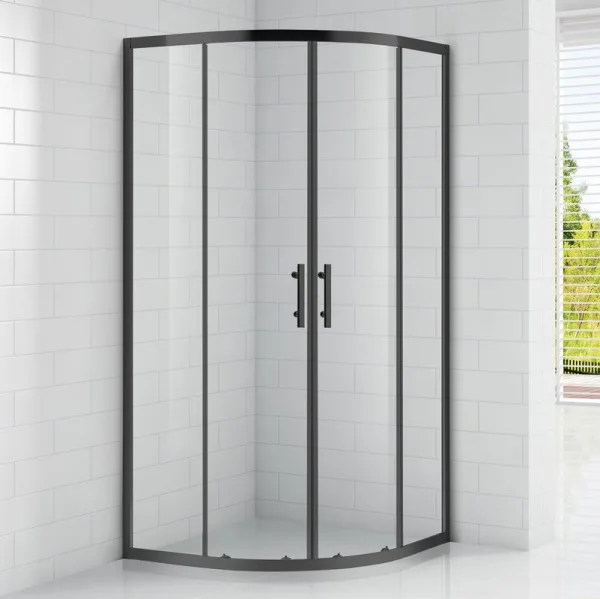 Душевой уголок Cezares Eco O-R-2 100x100, профиль матовый черный, стекло прозрачное Sancos — Оригинал