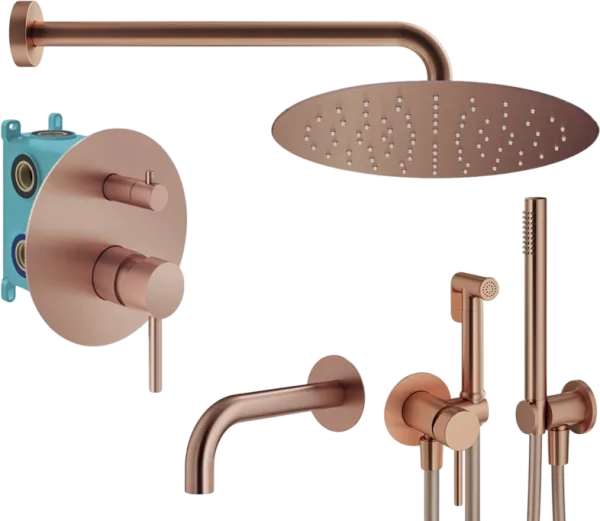 Комплект для ванной Plumberia Selection Ixo KITZXO19RS60 С ВНУТРЕННЕЙ ЧАСТЬЮ, медь брашированная Sancos — Оригинал
