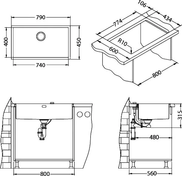 Мойка кухонная Alveus Quadrix Monarch 60 антрацит Sancos — официальный сайт