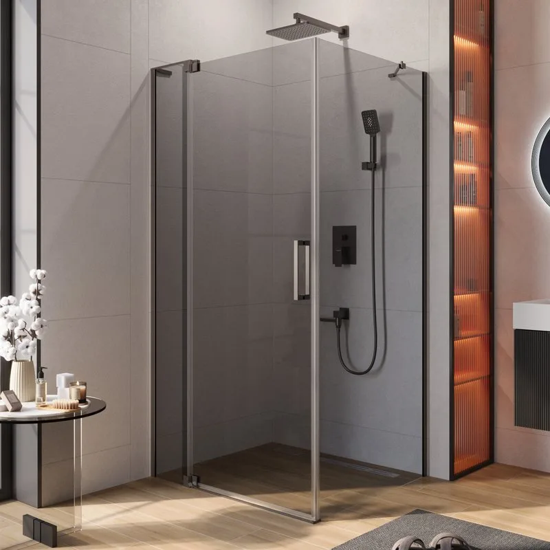 Душевой уголок Cezares Slider AH 1 100-90/100 GRIGIO GM профиль оружейная сталь, стекло серое Sancos — официальный сайт