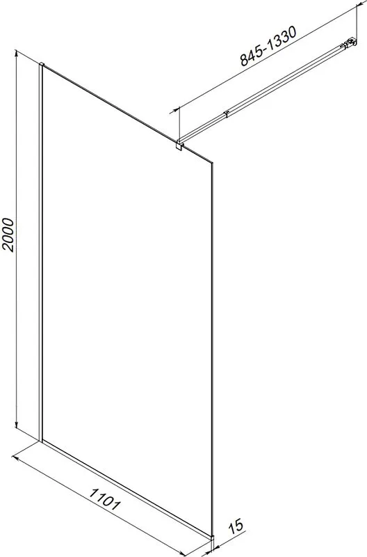 Душевая перегородка AM.PM Func W84WI-110-F1-BTE 110x200, профиль черный, стекло прозрачное Sancos — официальный сайт