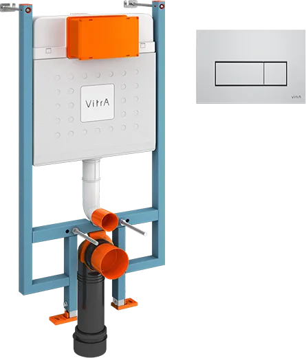Система инсталляции для унитазов VitrA V-Fix Core 738-5800-01, с кнопкой смыва Root S 740-2380 хром Sancos — Оригинал