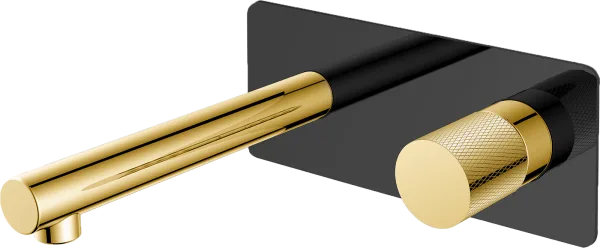Смеситель для раковины Boheme Stick 125-BG.2 С ВНУТРЕННЕЙ ЧАСТЬЮ, black, touch gold Sancos — Оригинал