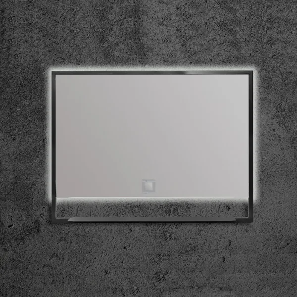 Зеркало Armadi Art Vallessi 80 квадратное, антрацит, с подсветкой и полкой Sancos — Оригинал