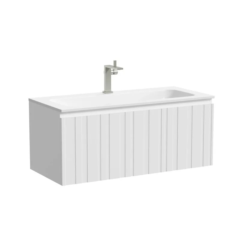 Тумба подвесная SANCOS Ламель 100 c одним ящиком, белый матовый LM100W Sancos — официальный сайт