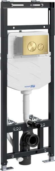 Система инсталляции для унитазов Wasserkraft Alme 15TLT.010.ME.MG02, с кнопкой смыва матовое золото Sancos — Оригинал