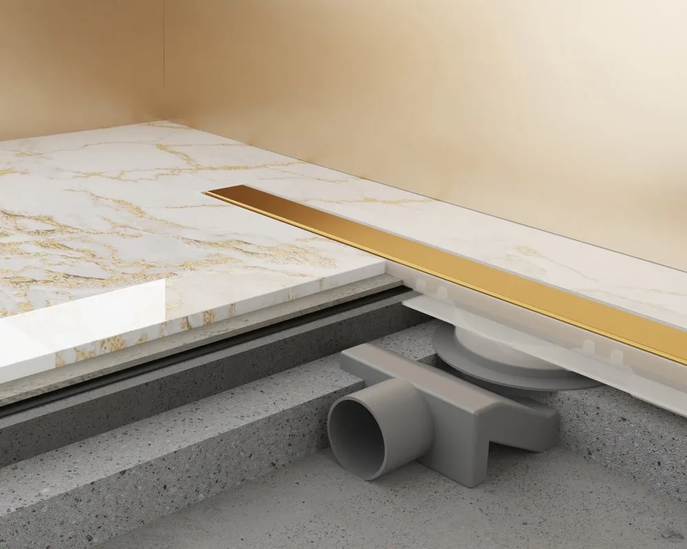 Душевой трап (лоток) Plumberia Selection PSM Modular 70 см, золото 24К Sancos — официальный сайт