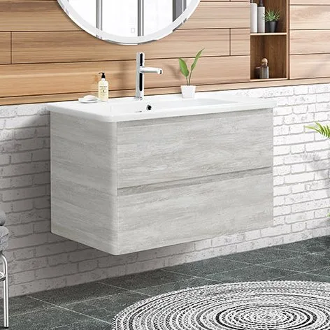 Тумба под раковину без столешницы BelBagno Albano-Cer 80 подвесная, rovere vintage bianco Sancos — Оригинал