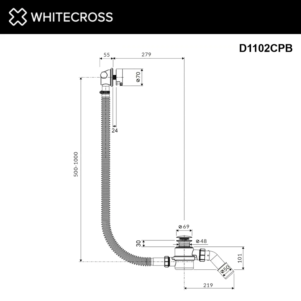Слив-перелив WHITECROSS FILL D1102CPB, брашированная медь Sancos — официальный сайт