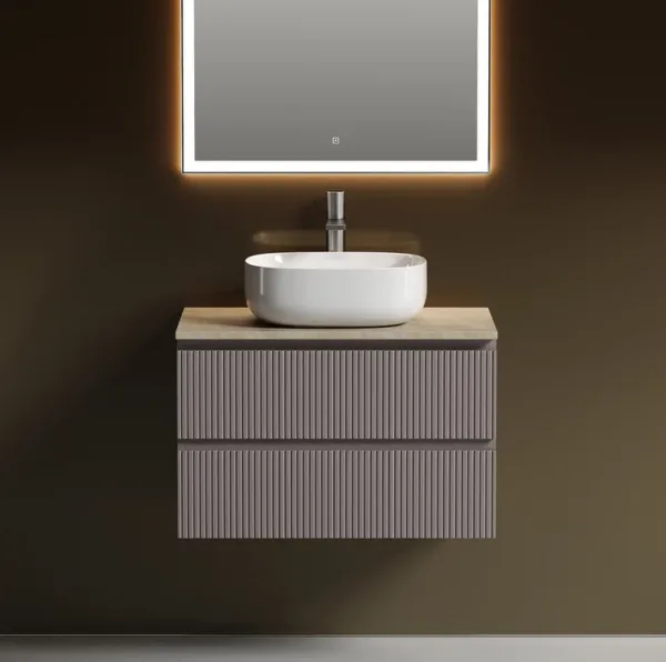 Тумба с раковиной Sancos Snob T 80 см, doha soft, столешница бежевая, раковина CN6018 Sancos — Оригинал