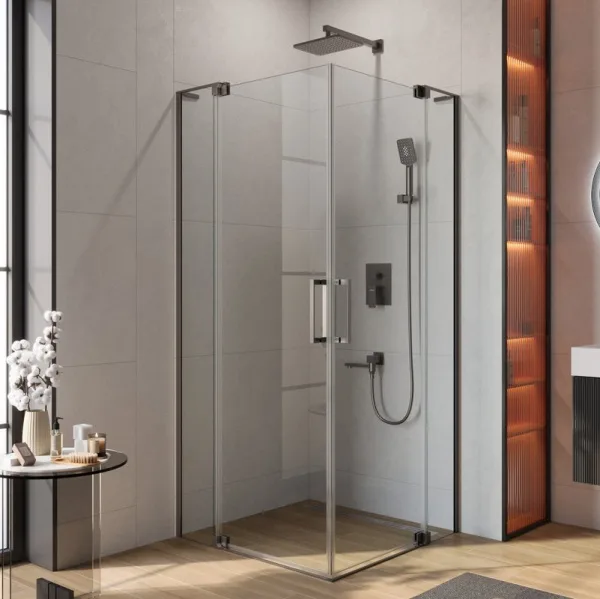 Душевой уголок Cezares Slider A 2 90/100 C GM профиль оружейная сталь, стекло прозрачное Sancos — Оригинал