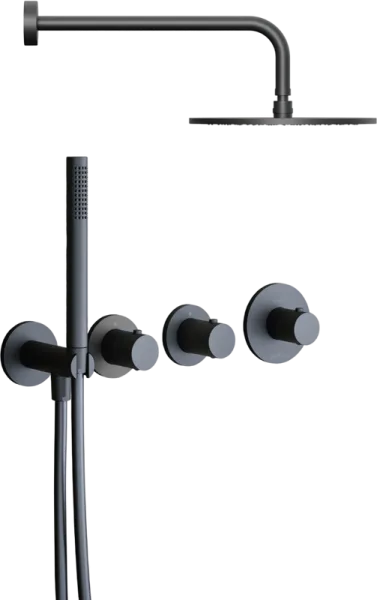 Душевой комплект Paffoni Modular Box KITMB000NOKING, С ВНУТРЕННЕЙ ЧАСТЬЮ, верхний душ 30 см, черный Sancos — Оригинал