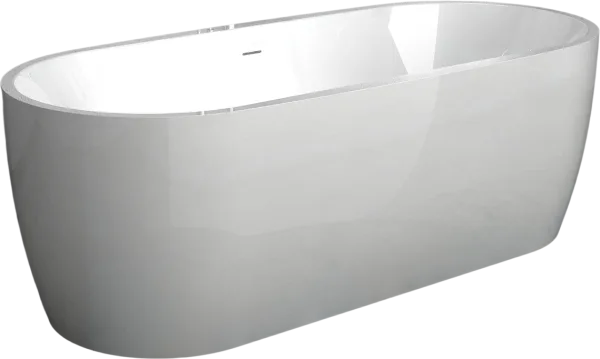 Акриловая ванна Abber AB9219 175x80 см, отдельностоящая, белая, овальная, с каркасом, со сливом-пере Sancos — Оригинал