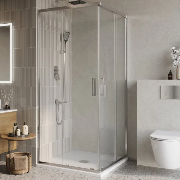 Душевой уголок BelBagno Luce A-2-100-C-Cr 100x100, профиль хром, стекло прозрачное Sancos — Оригинал