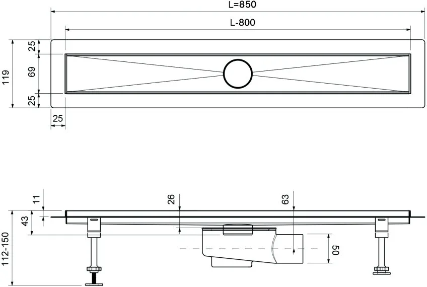 Душевой трап (лоток) Timo Drain Systems DS230108/00 800 вставка lines, хром Sancos — официальный сайт