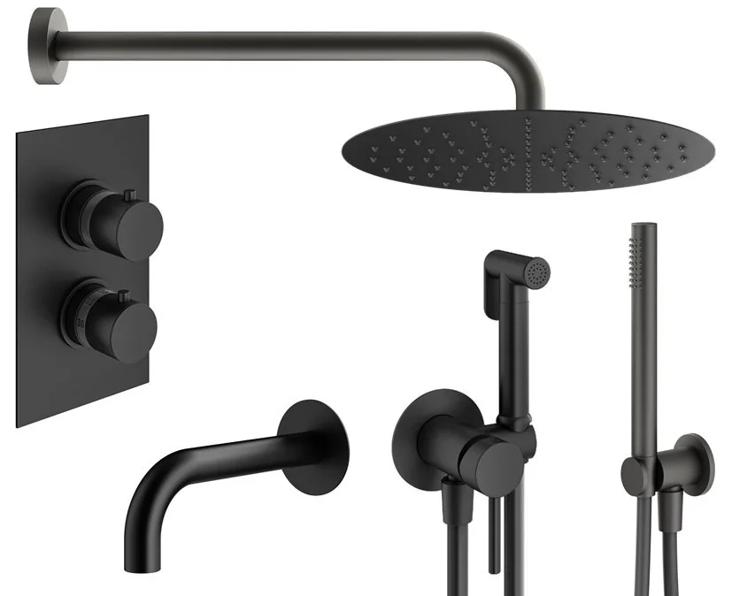 Комплект для ванной Plumberia Selection Ixo KITZXOT19QNO260 С ВНУТРЕННЕЙ ЧАСТЬЮ, черный матовый Sancos — официальный сайт