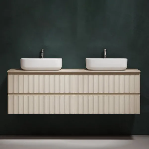 Тумба с раковиной Sancos Snob T 160 beige soft, столешница бежевая TT160A2X, раковина CN5043 Sancos — Оригинал