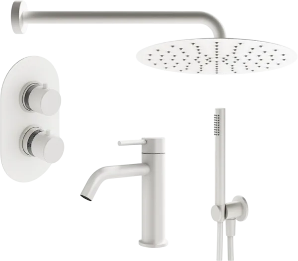 Комплект для ванной Plumberia Selection Ixo KITXOT18BO53 С ВНУТРЕННЕЙ ЧАСТЬЮ, белый матовый Sancos — Оригинал