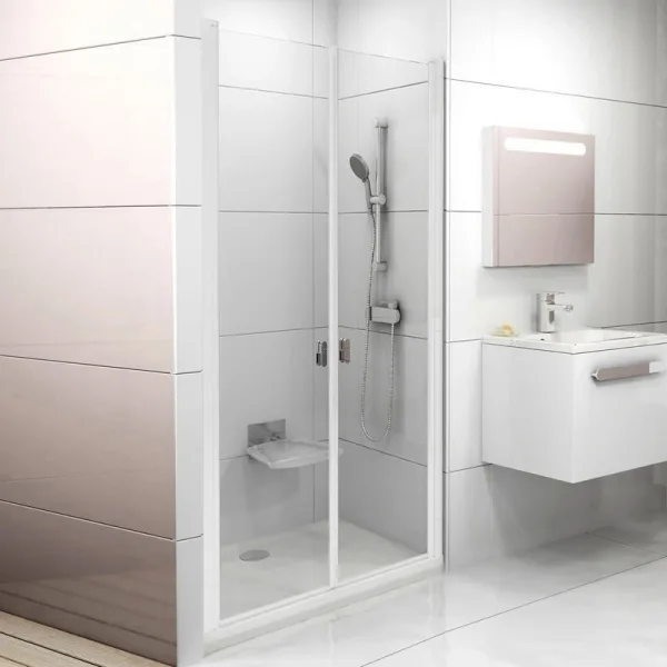 Душевая дверь в нишу Ravak Chrome CSDL2-90 Transparent, профиль белый Sancos — Оригинал