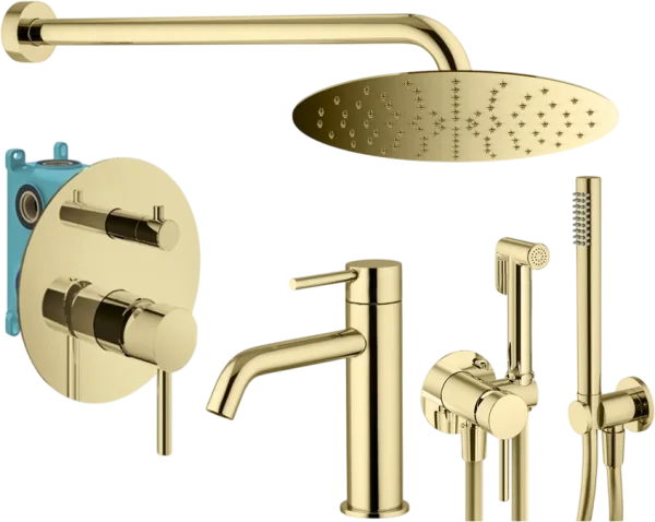 Комплект для ванной Plumberia Selection Ixo KITZXO18OR53 С ВНУТРЕННЕЙ ЧАСТЬЮ, золото 24к Sancos — Оригинал