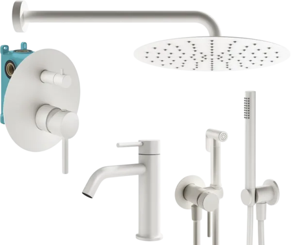 Комплект для ванной Plumberia Selection Ixo KITZXO18BO53 С ВНУТРЕННЕЙ ЧАСТЬЮ, белый матовый Sancos — Оригинал