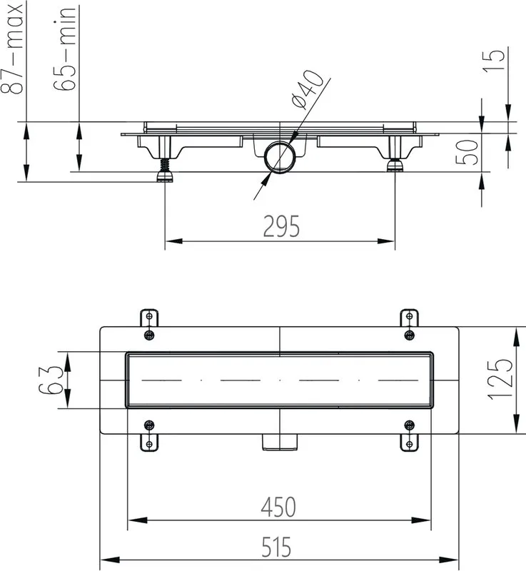 Душевой трап (лоток) MCH Chudej Basik CH450B, 45 см, хром Sancos — официальный сайт