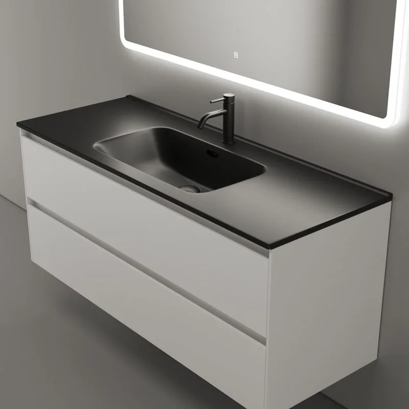 Тумба с раковиной Sancos Cento 120 см белый глянец, черная раковина Sancos — официальный сайт