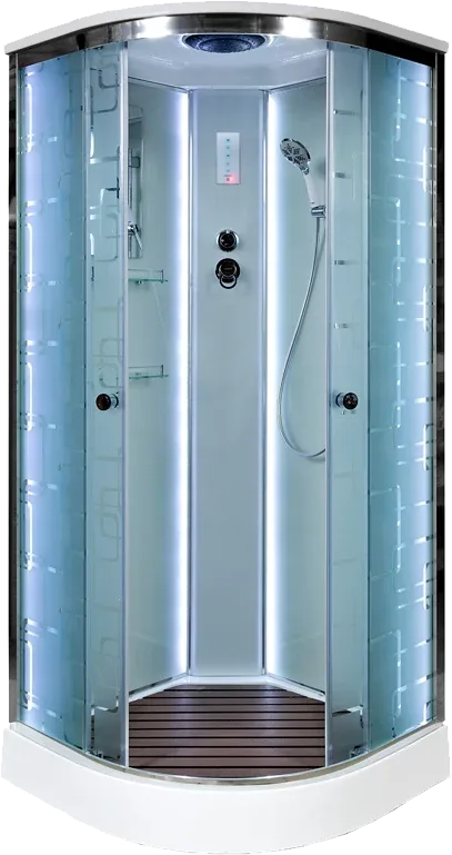 Душевая кабина DTO EM1590 90х90, LED, профиль хром, стекло матовое с узором Sancos — официальный сайт
