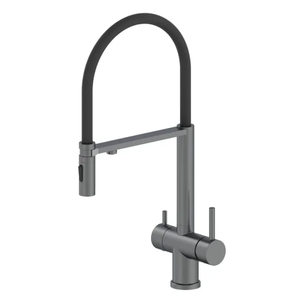 Смеситель для кухни Oliveeka Oliveeka K OL-458009-BGM с гибким изливом, матовый оружейный металл Sancos — Оригинал