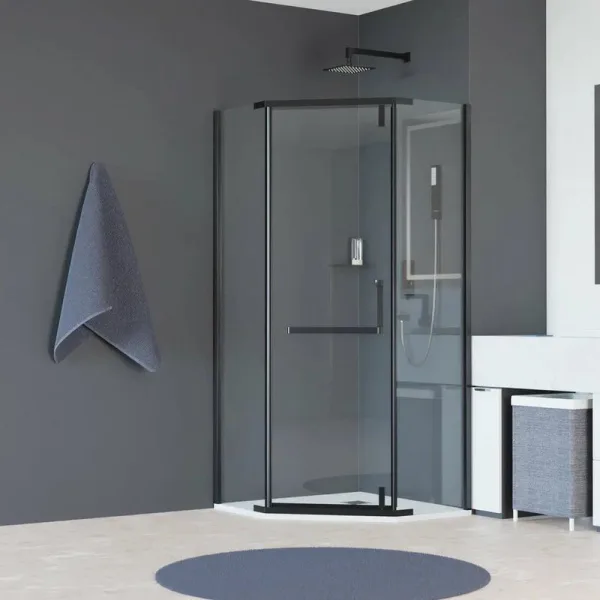 Душевой уголок RGW Hotel HO-081-B 100х100х195 см, профиль черный, стекло прозрачное Sancos — Оригинал