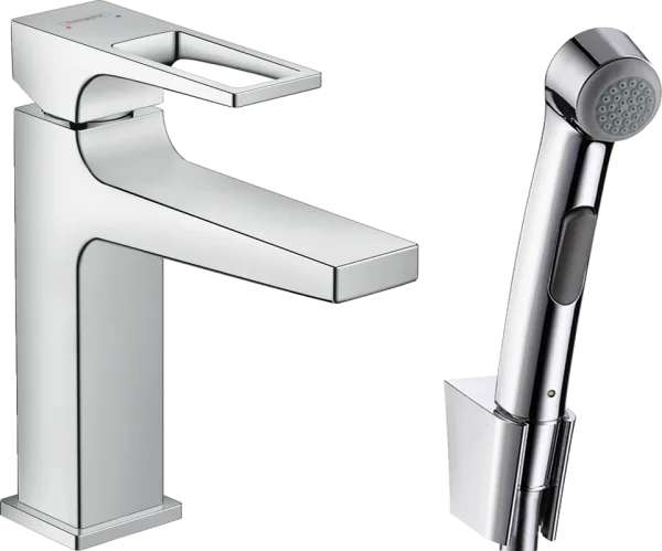 Смеситель для раковины Hansgrohe Metropol 74522000 с гигиеническим душем, хром Sancos — Оригинал