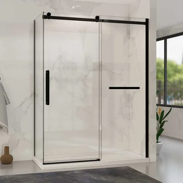 Душевой уголок Vincea Como Soft VSR-1CS1015CLB 150x100 см профиль черный, стекло прозрачное Sancos — Оригинал