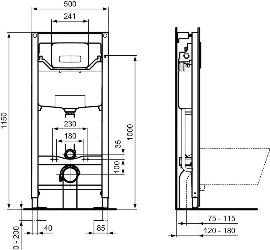 Система инсталляции для унитазов Ideal Standard ProSys R0308A6, с кнопкой смыва черной матовой Sancos — официальный сайт