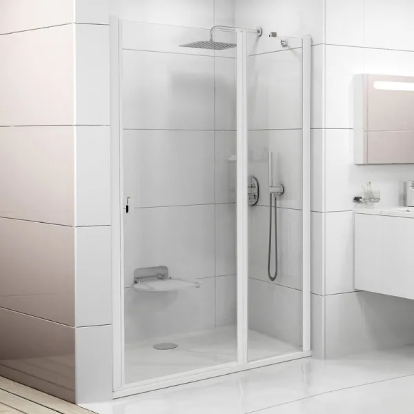Душевая дверь в нишу Ravak Chrome CSD2-120 Transparent, профиль белый Sancos — Оригинал