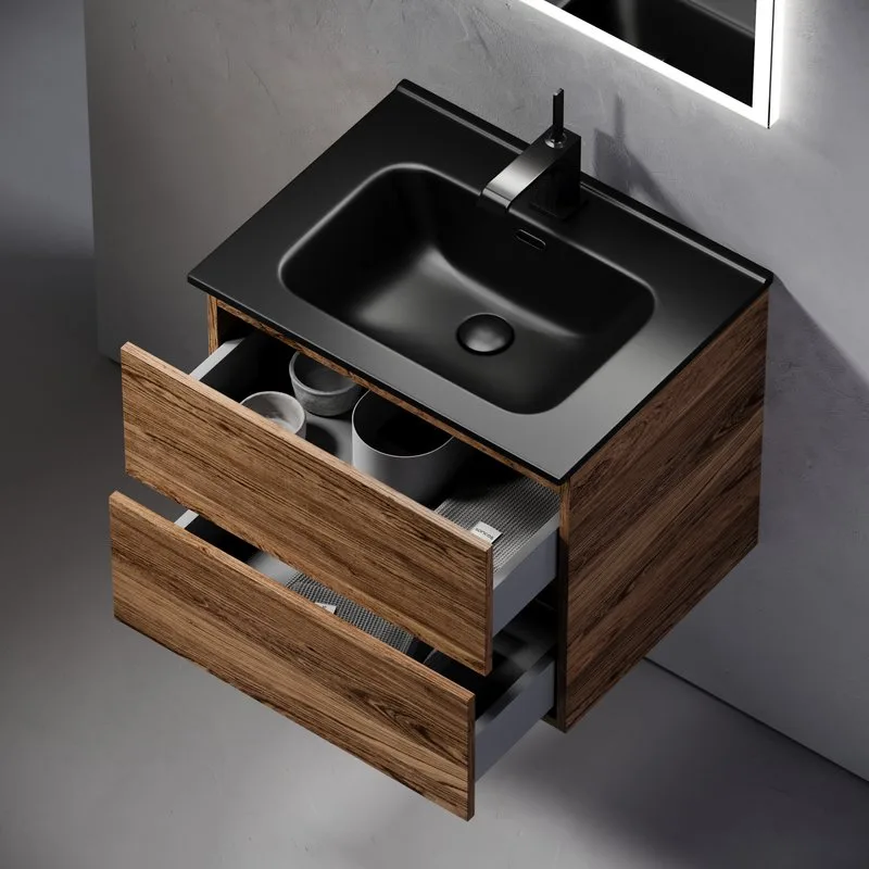 Тумба с раковиной Sancos Urban 60 дуб чарльстон, черная раковина CN7001MB Sancos — официальный сайт